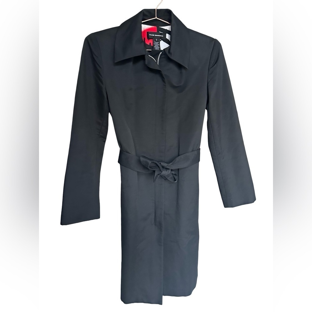Club Monaco Black Belted Coat - Picture 2 of 12